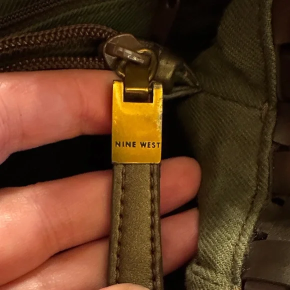 Nine West Metallic “Vegan Leather” Woven Shoulder Bag - Picture 13 of 14